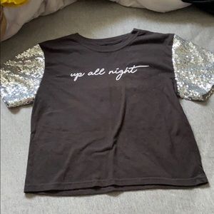 “up all night” sequins glam shirt